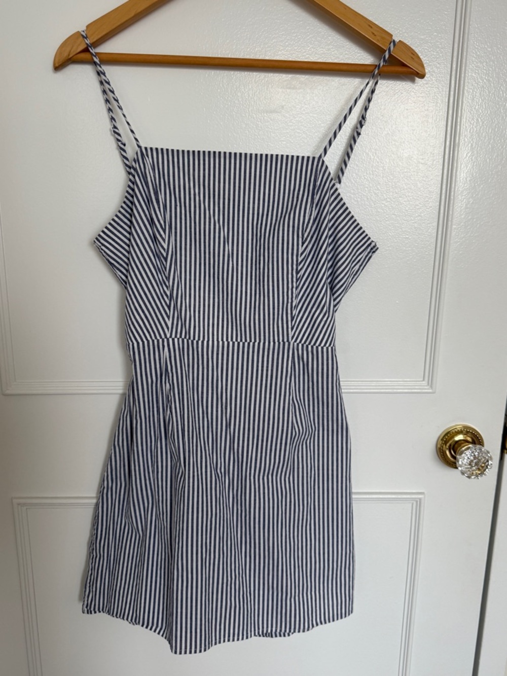 Striped Navy and White Spaghetti Strap Dress
